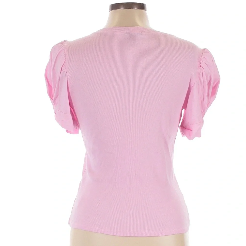 Vince Camuto Pink Puff Sleeve Top - Picture 2 of 5